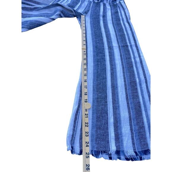 Indigo Rein Striped Wide Leg Linen Blend Pull On Pants with Tassel Tie - Small - Picture 9 of 11